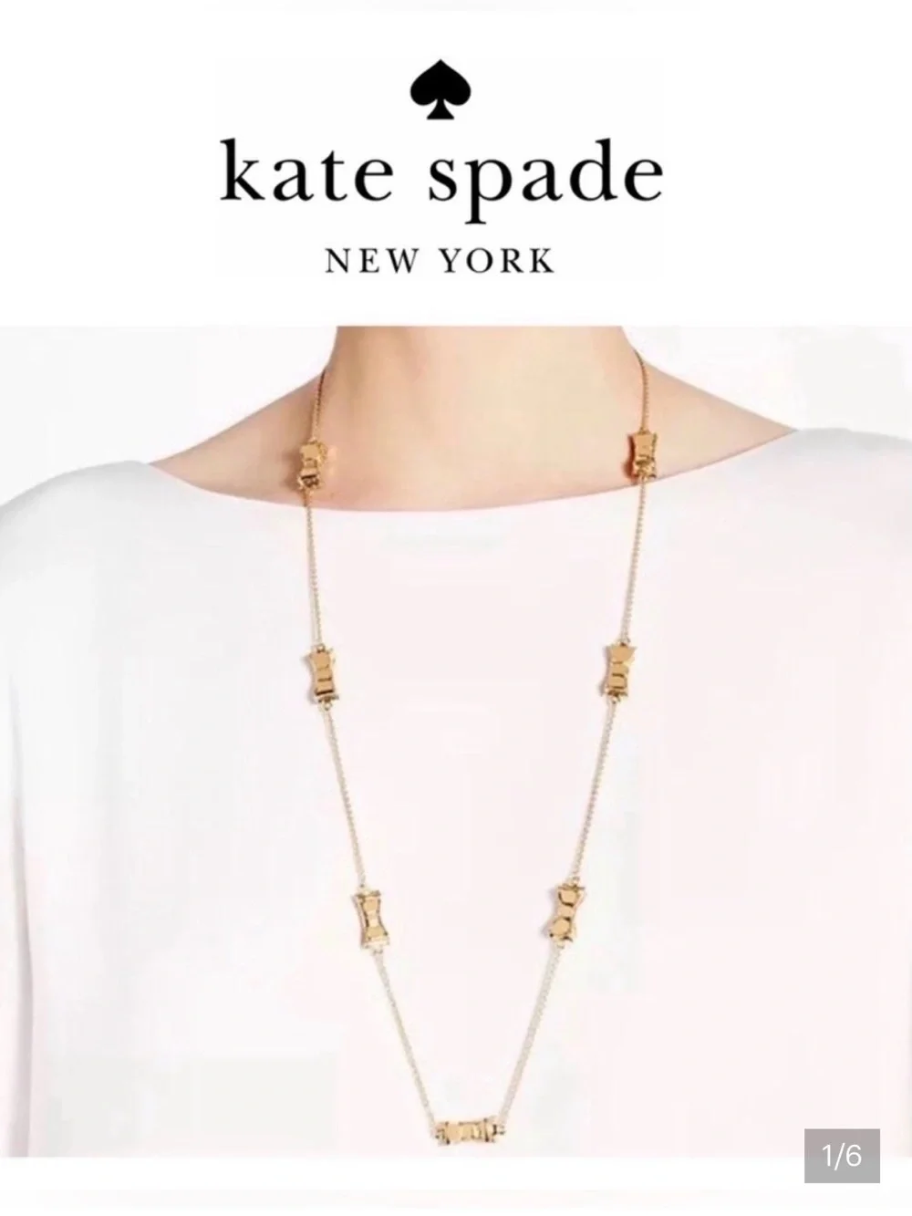 kate spade New York “Take a Bow” Gold Tone Necklace NWT